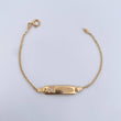 Pulso Bebe Aro Seguido 1.45gr / 14.4cm / 1.4mm Placa Rectangular Trebol Blanco Oro Amarillo 18K $