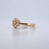 Anillo Flor 2.1gr / T6 3/4 / Circones Blancos Oro Amarillo 18K $