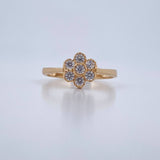 Anillo Flor 2.1gr / T6 3/4 / Circones Blancos Oro Amarillo 18K $