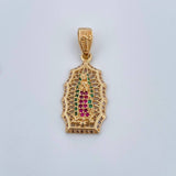 Dije Virgen Guadalupé 3.45gr / 3.3cm / Circones Blancos Verdes Fucsias Oro Amarillo 18K $
