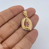 Dije Virgen Guadalupé 2.95gr / 2.9cm / Circones Blancos Azules Fucsias Oro Amarillo 18K $