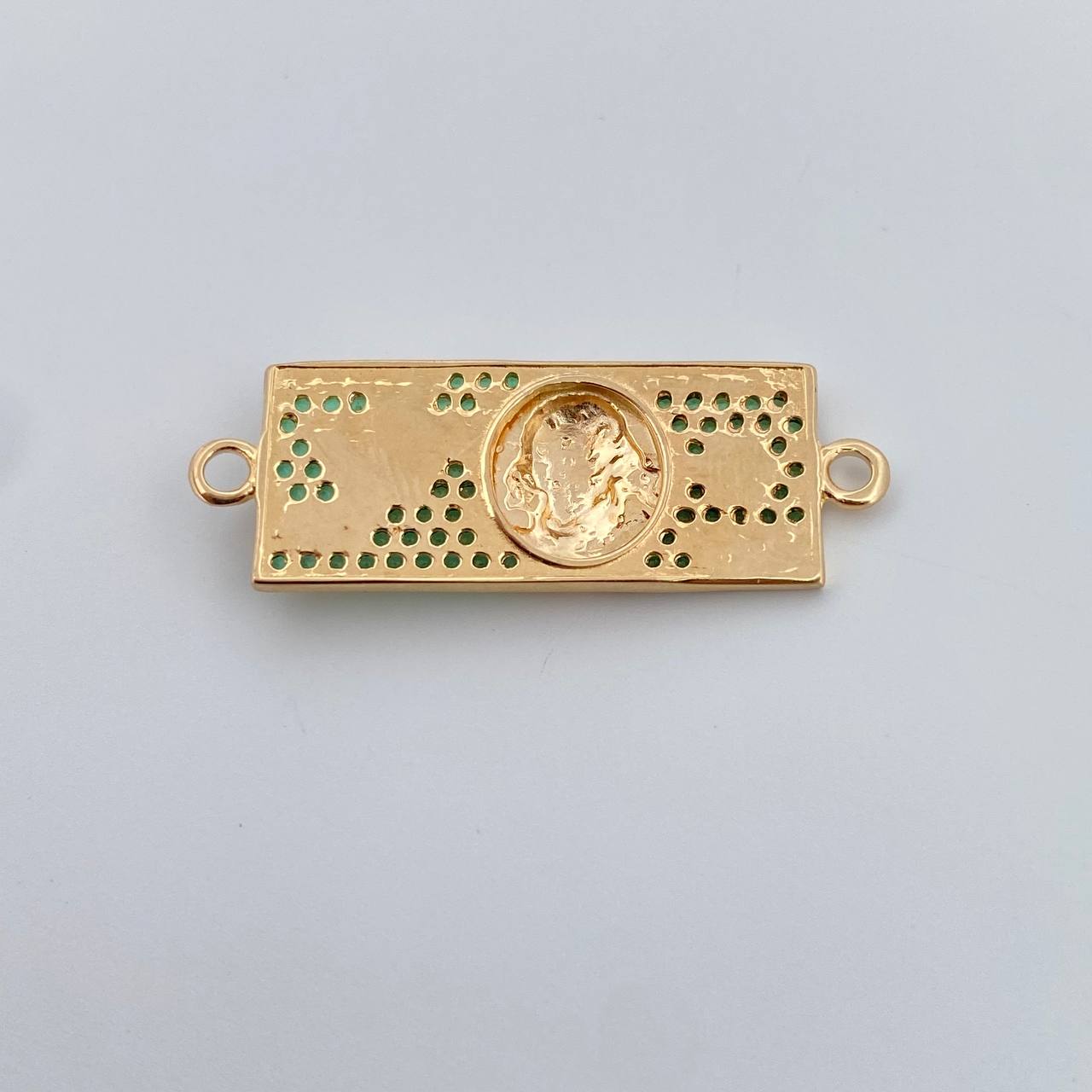 Herraje Dólar 3.05gr / 3.1cm / Circones Verdes Oro Amarillo 18K $