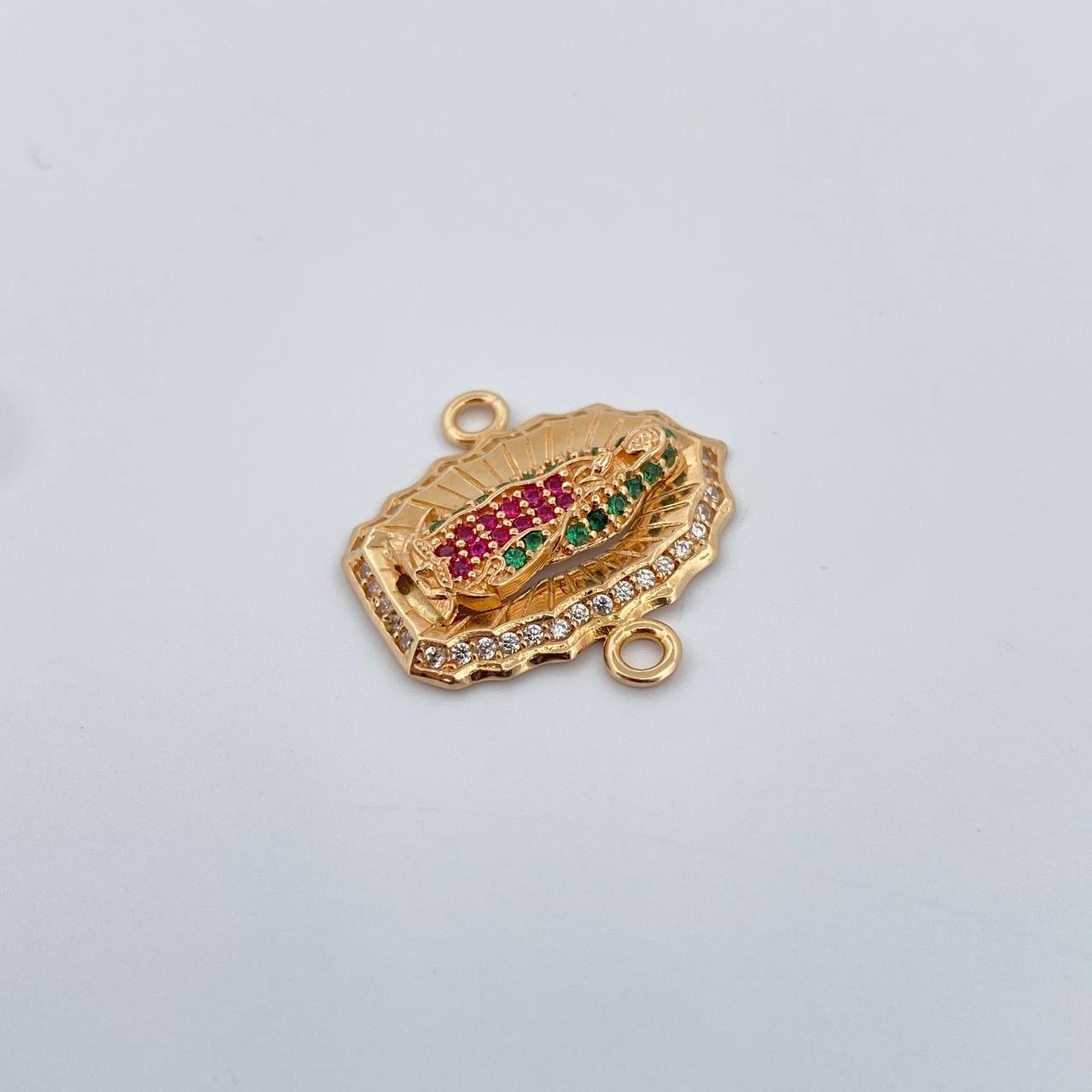Herraje Virgen de Guadalupe 3gr / 2cm / Circones Fucsias Verdes Blancos Oro Amarillo 18K $