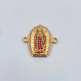 Herraje Virgen de Guadalupe 2.55gr / 2cm / Circones Fucsias Verdes Blancos Oro Amarillo 18K $
