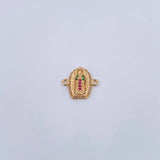 Herraje Virgen de Guadalupe 1.05gr / 1.4cm / Circones Fucsias Verdes Blancos Oro Amarillo 18K $