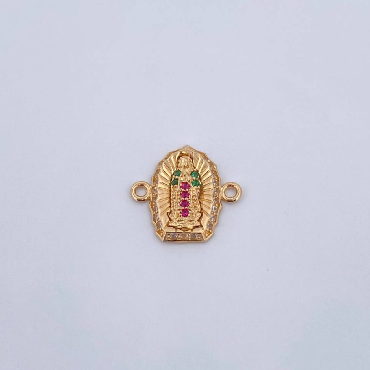 Herraje Virgen Guadalupe 1.1gr / 1.4cm / Circones Fucsias Verdes Blancos Oro Amarillo 18K