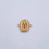 Herraje Virgen Guadalupe 1.1gr / 1.4cm / Circones Fucsias Verdes Blancos Oro Amarillo 18K