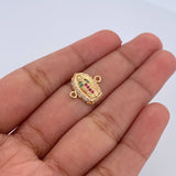Herraje Virgen de Guadalupe 1.05gr / 1.4cm / Circones Fucsias Verdes Blancos Oro Amarillo 18K $