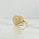 Anillo Corazon Doble 2.95gr / T5 / Circones Blancos Oro Amarillo 18K