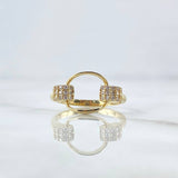 Anillo Hebilla 2.35gr / T6 / Circones Blancos Oro Amarillo 18K *