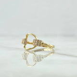 Anillo Hebilla 2.35gr / T6 / Circones Blancos Oro Amarillo 18K *