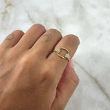 Anillo Hebilla 2.35gr / T6 / Circones Blancos Oro Amarillo 18K *