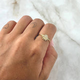 Anillo Pareja Sol y Luna 3.25gr / T6 3/4- T61/2 / Circones Blancos Oro Amarillo 18K