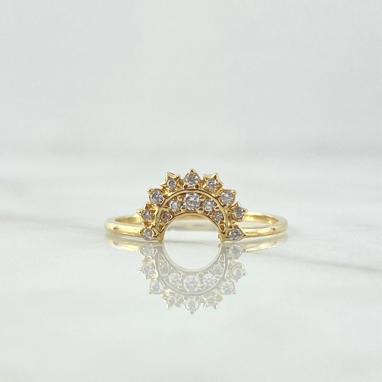 Anillo Pareja Sol y Luna 3.25gr / T6 3/4- T61/2 / Circones Blancos Oro Amarillo 18K