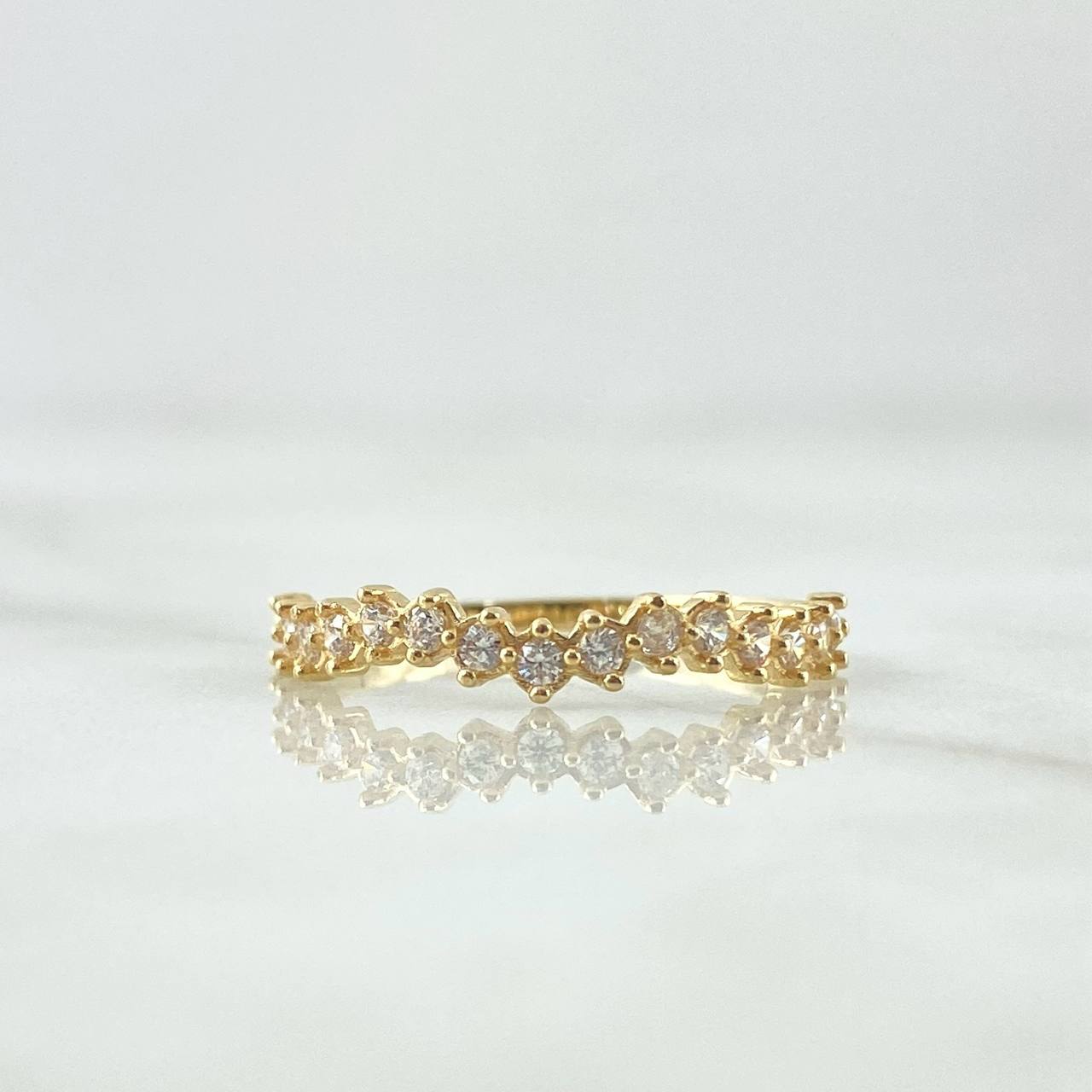 Anillo Media Churumbela Curvo 1.25gr / T6 3/4 / Circones Blancos Oro Amarillo 18K