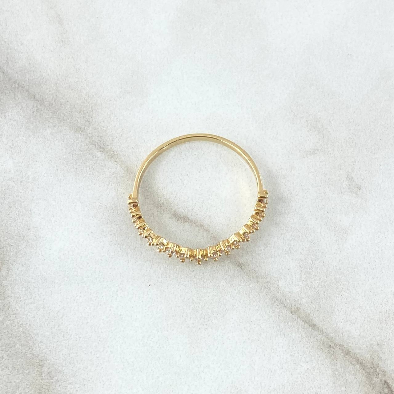 Anillo Media Churumbela Curvo 1.25gr / T6 3/4 / Circones Blancos Oro Amarillo 18K