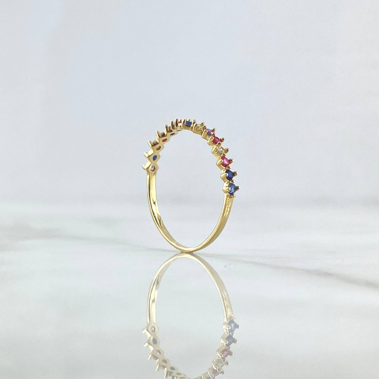 Anillo Churumbela Curvo 1.05gr / T5 3/4 / Circones De Colores Oro Amarillo 18K ©
