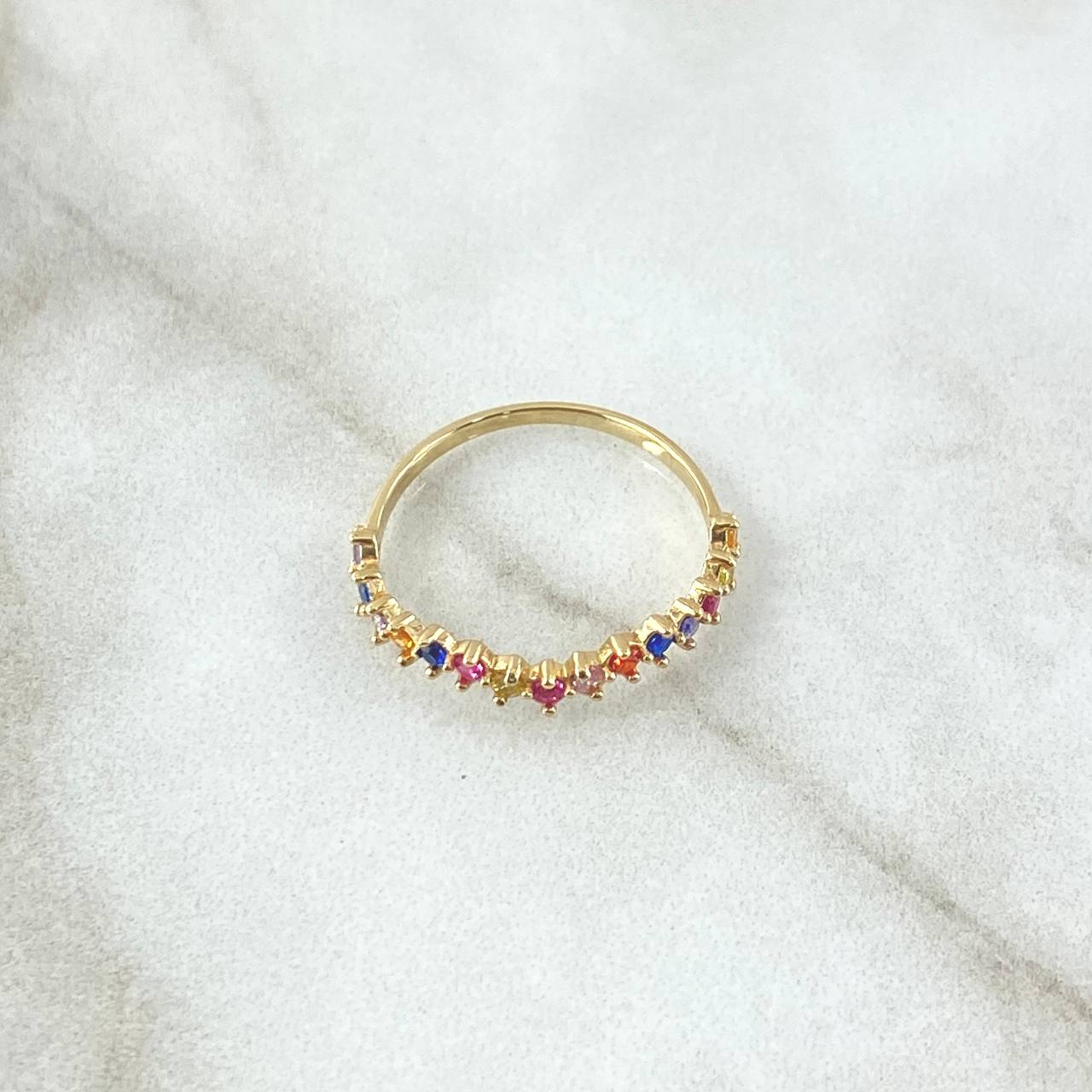 Anillo Churumbela Curvo 1.05gr / T5 3/4 / Circones De Colores Oro Amarillo 18K ©