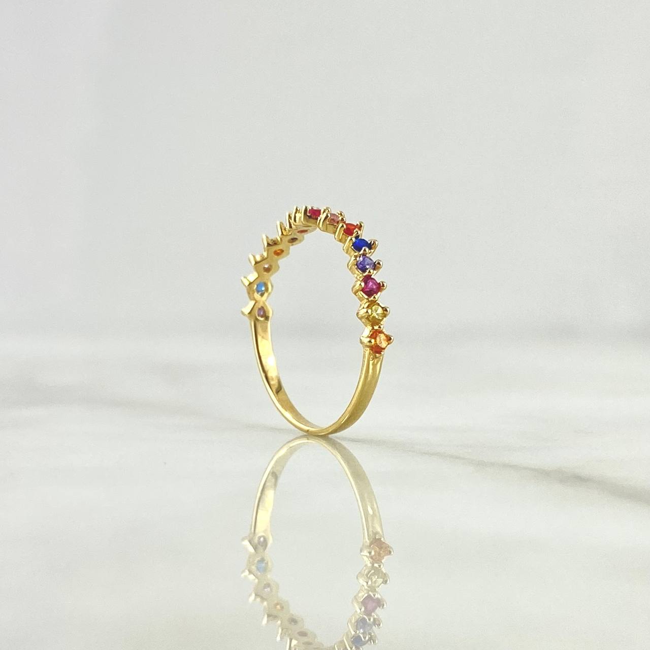 Anillo Churumbela Curvo 1.1gr / T5 1/4 / Circones de Colores Oro Amarillo 18K *