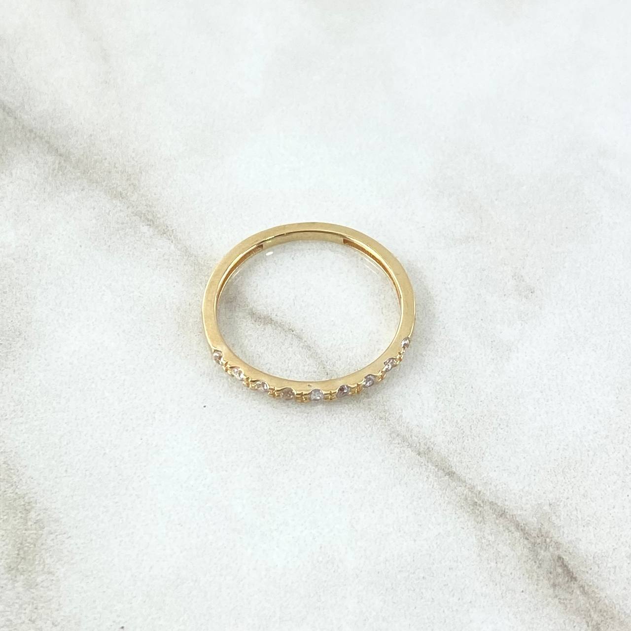 Anillo Churumbela Puntos 1.55gr / T6 3/4 / Circones Blancos Oro Amarillo 18K *