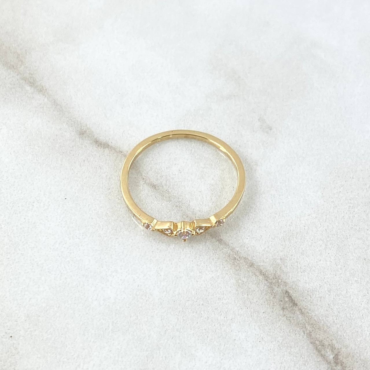 Anillo Geometrico 1.1gr / T5 1/4 / Circones Blancos Oro Amarillo 18K