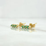 Topos Triple Ovalo 1.1gr / 1cm / Circones Verdes Oro Amarillo 18K *