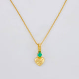 Set Cadena Veneciana + Dije Corazon Rayado Esmeralda 3 Pts / 1 g / 45 cm Oro Amarillo 18K