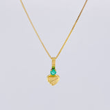 Set Cadena Veneciana + Dije Corazon Rayado Esmeralda 3 Pts / 1 g / 45 cm Oro Amarillo 18K
