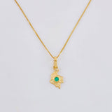 Set Cadena Veneciana + Dije Mapa Esmeralda 3 Pts / 1.1 g / 45 cm Oro Amarillo 18K