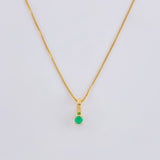 Set Cadena Veneciana + Dije Sencillo Redondo Esmeralda 4 Pts / 1 g / 45 cm Oro Amarillo 18K