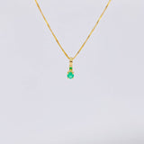 Set Cadena Veneciana + Dije Sencillo Redondo Esmeralda 4 Pts / 1 g / 45 cm Oro Amarillo 18K
