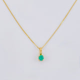 Set Cadena Veneciana + Dije Sencillo Redondo Esmeralda 18 Pts / 1.05 g / 45 cm Oro Amarillo 18K