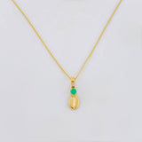 Set Cadena Veneciana + Dije Grano Cafe Esmeralda3 Pts / 1.05 g / 45 cm Oro Amarillo 18K