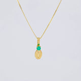 Set Cadena Veneciana + Dije Grano Cafe Esmeralda3 Pts / 1.05 g / 45 cm Oro Amarillo 18K