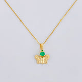 Set Cadena Veneciana + Dije Mariposa Esmeralda 6 Pts / 1.15 g / 45 cm Oro Amarillo 18K