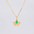 Set Cadena Veneciana + Dije Mariposa Esmeralda 6 Pts / 1.15 g / 45 cm Oro Amarillo 18K