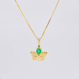 Set Cadena Veneciana + Dije Mariposa Esmeralda 6 Pts / 1.15 g / 45 cm Oro Amarillo 18K