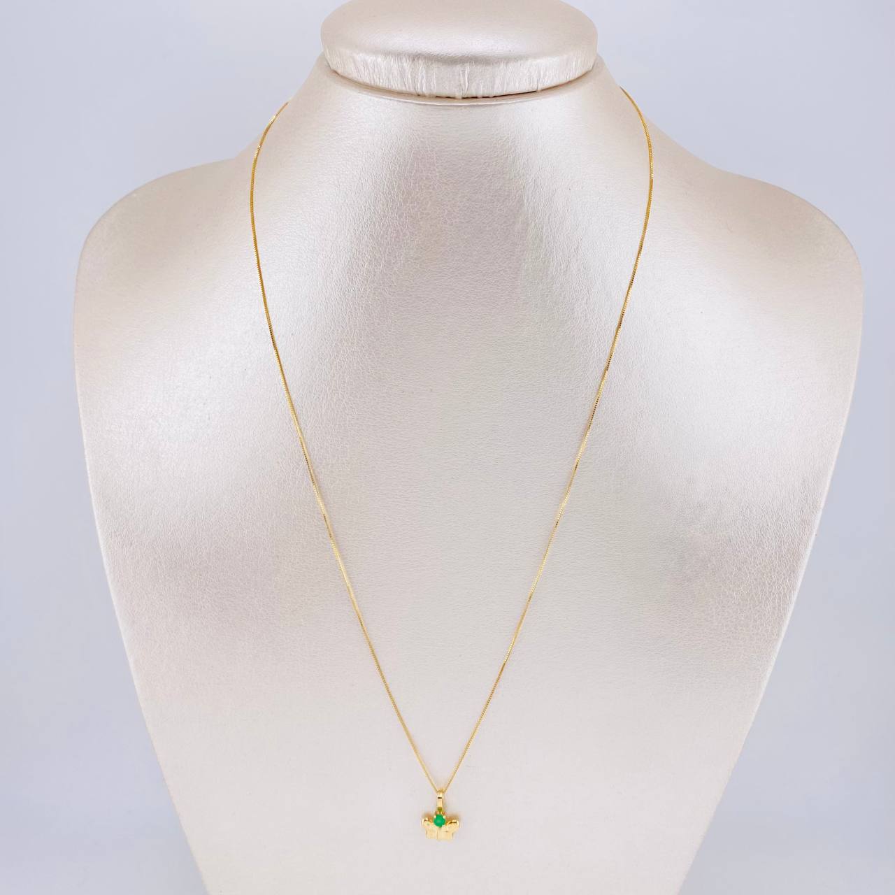 Set Cadena Veneciana + Dije Mariposa Esmeralda 6 Pts / 1.15 g / 45 cm Oro Amarillo 18K