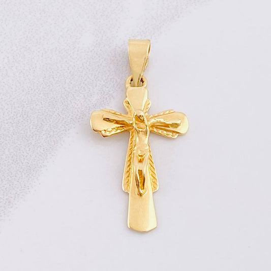Dije Cruz Cristo 2.9gr / 3.7cm / Bordeado Oro Amarillo 18K