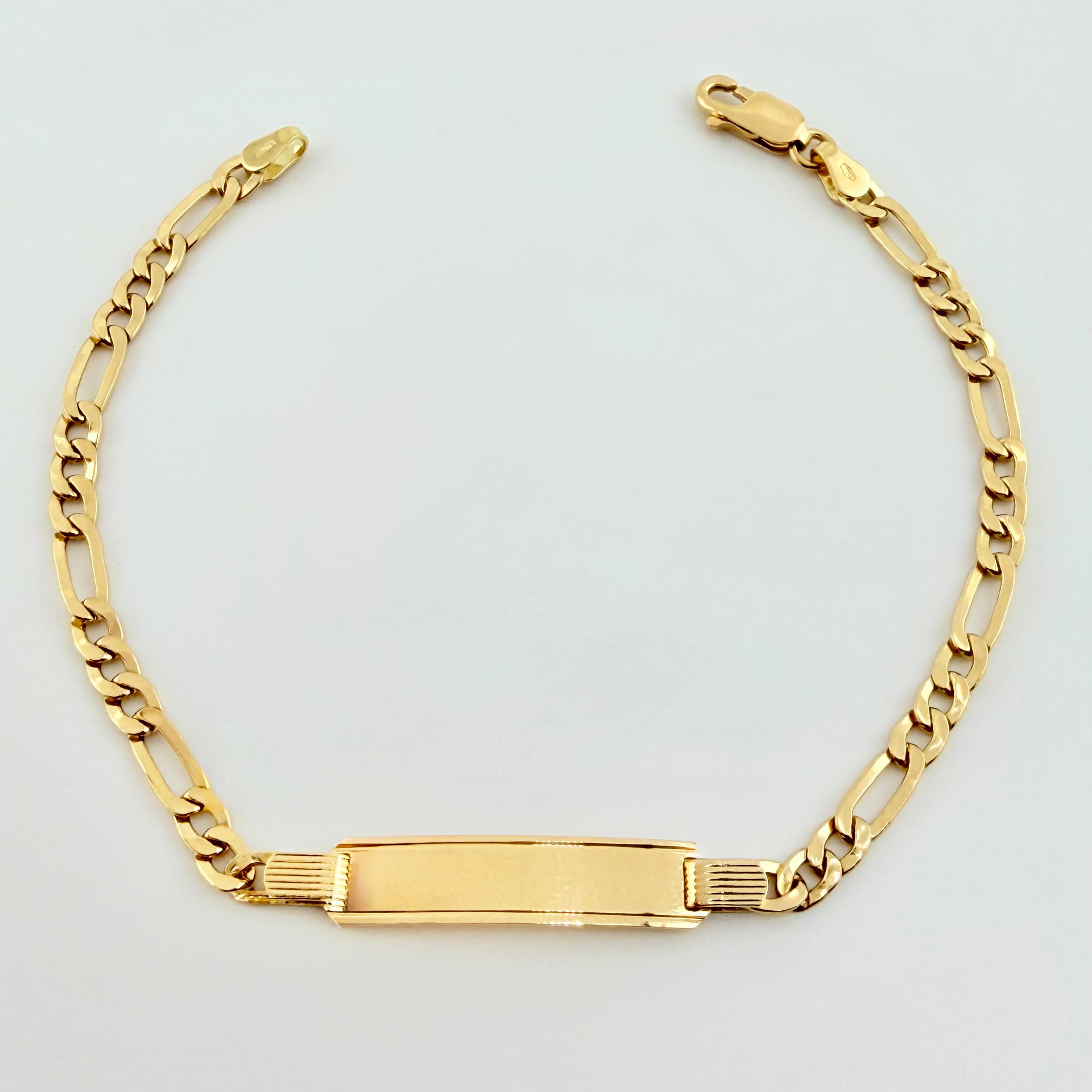 Pulso Figaro Placa 5.8gr / 20.5cm / 3.9mm Oro Amarillo +1 18K *