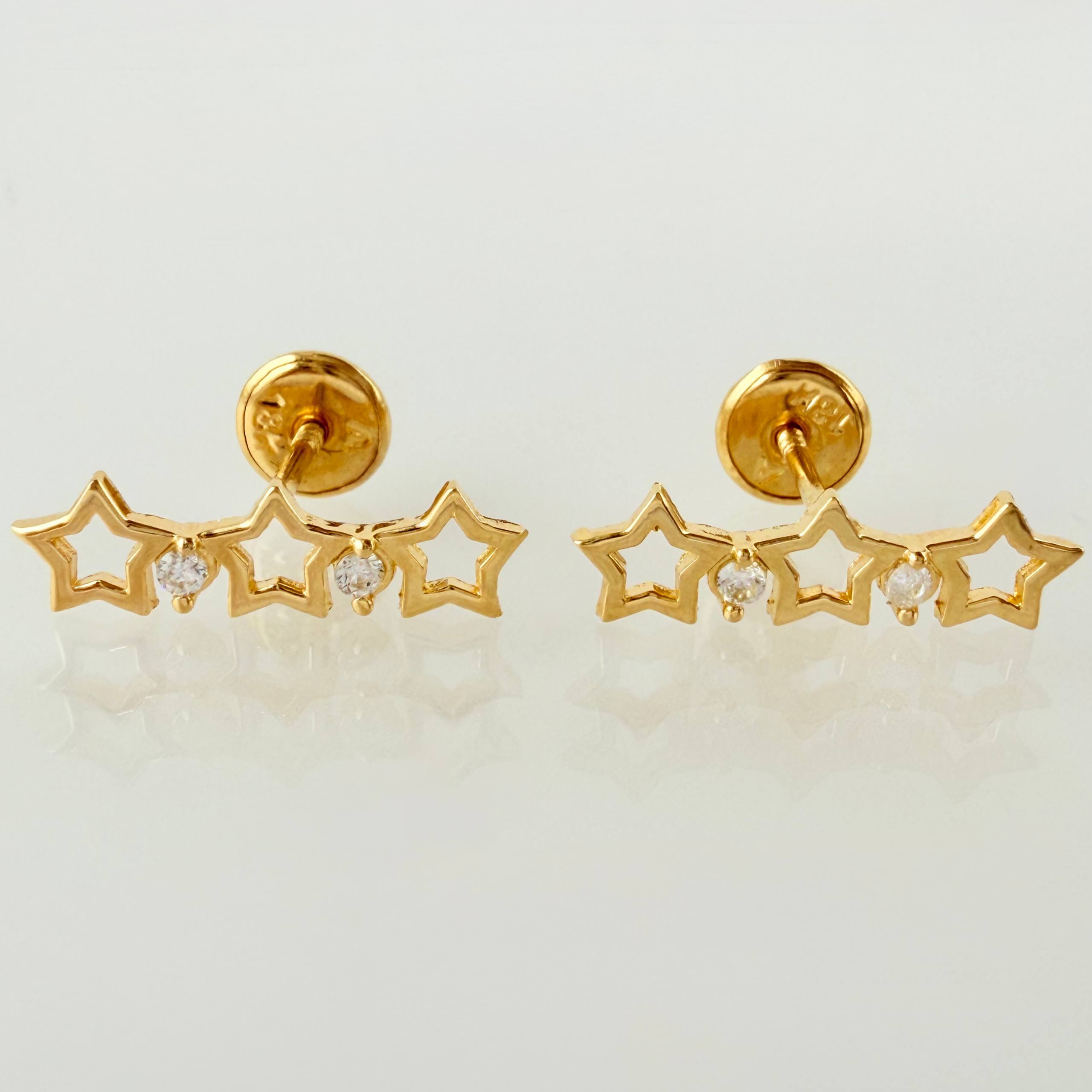 Topos Trío Estrellas 1.1gr / 1.6cm / Oro Amarillo 18K