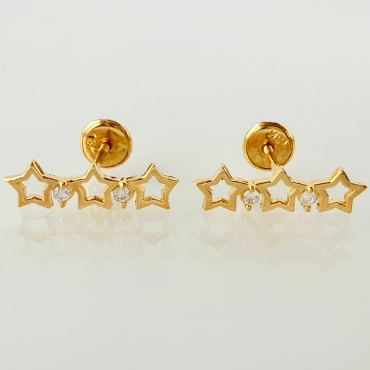 Topos Trío Estrellas 1.1gr / 1.6cm / Oro Amarillo 18K
