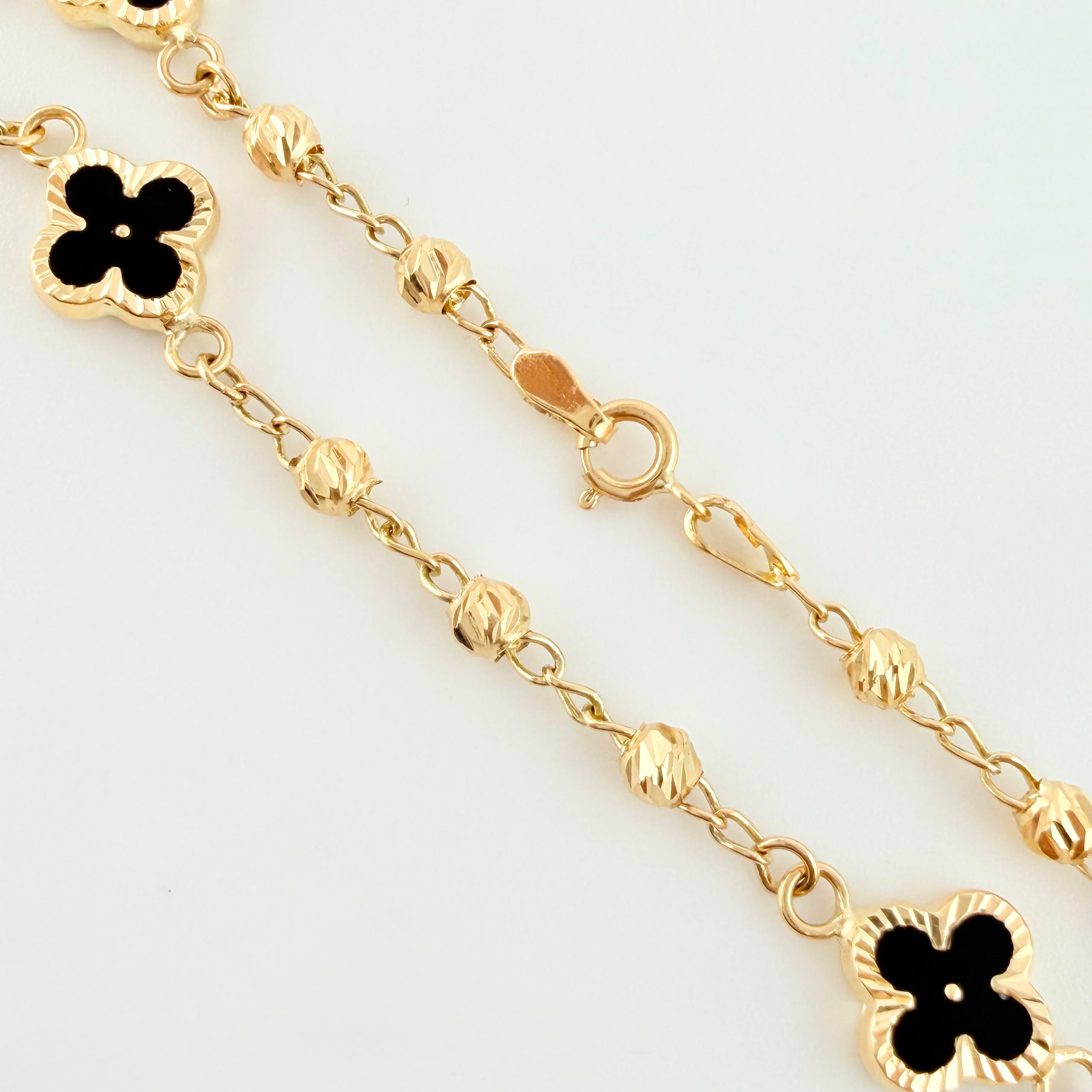 Pulso Trebol Espiga Diamantado 3.3gr / 18.5cm / 3mm Oro Amarillo Nac.Esp. 18K