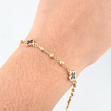 Pulso Trebol Espiga Diamantado 3.3gr / 18.5cm / 3mm Oro Amarillo Nac.Esp. 18K