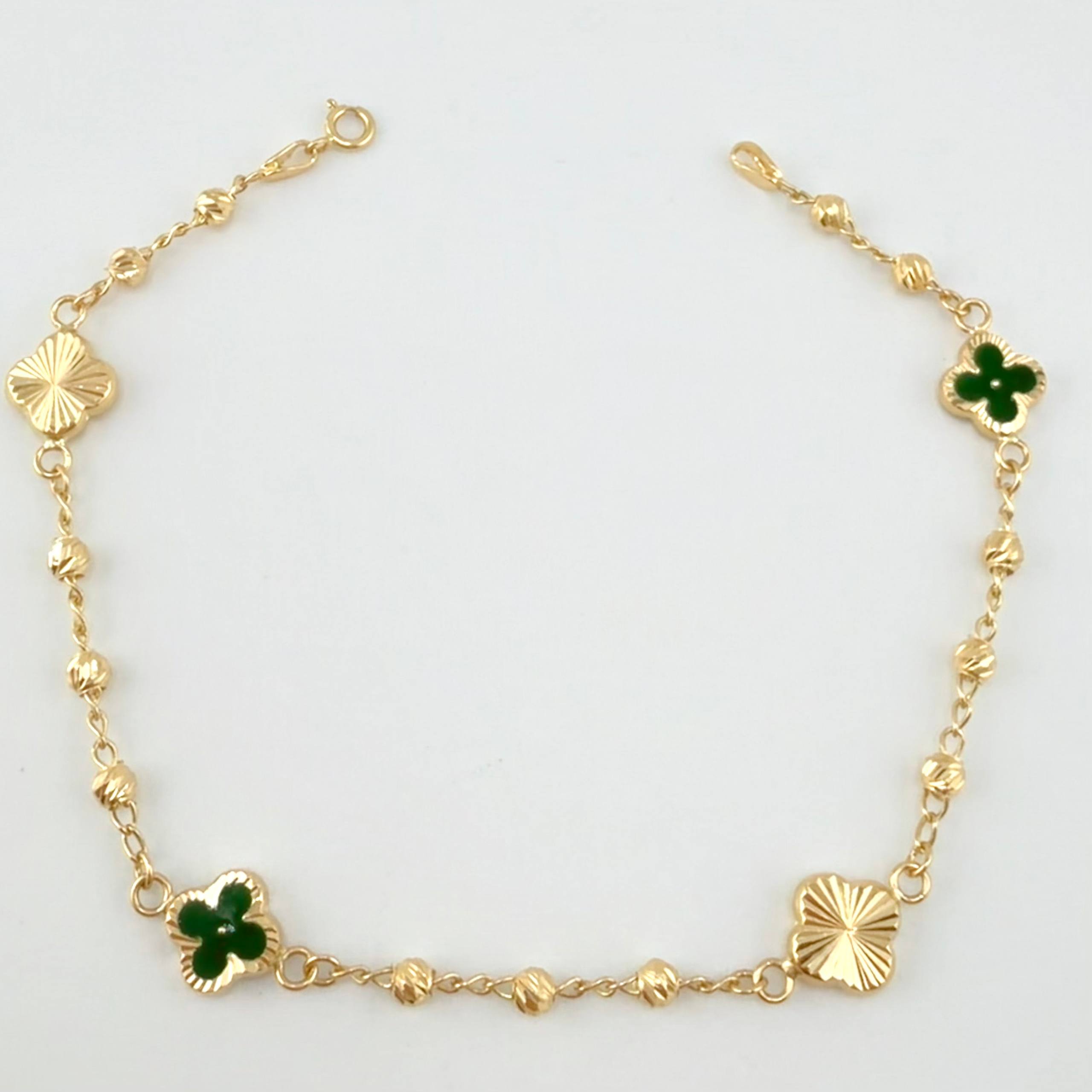 Pulso Trebol Espiga Diamantado 3.3gr / 18.5cm / 3mm Oro Amarillo Nac.Esp. 18K