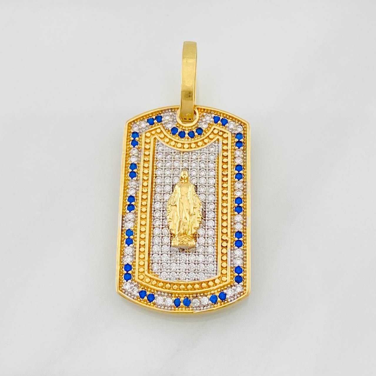Dije Medalla Virgen Milagrosa 6.9g / 4cm Dos Oros Amarillo Blanco 18K