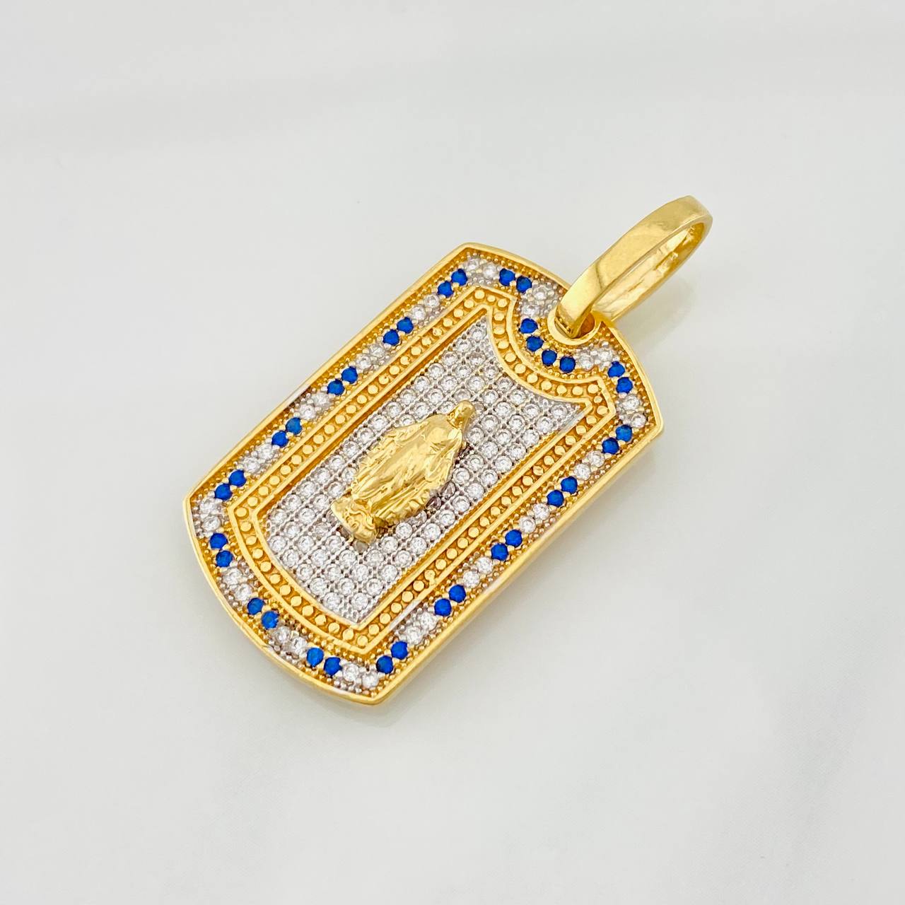 Dije Medalla Virgen Milagrosa 6.9g / 4cm Dos Oros Amarillo Blanco 18K