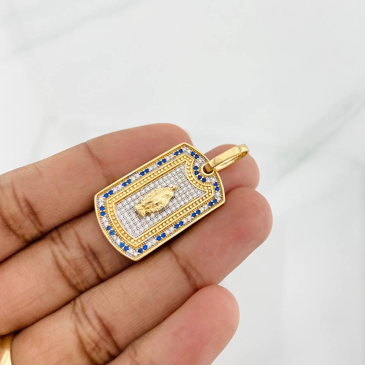 Dije Medalla Virgen Milagrosa 6.9g / 4cm Dos Oros Amarillo Blanco 18K