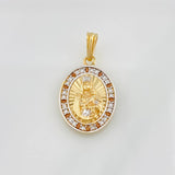 Dije Medalla Virgen del Carmen 3.05g / 2.5cm Dos Oros Amarillo Blanco 18K