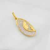 Dije Rostro Virgen Maria 2.6g / 3.5cm Dos Oros Amarillo Blanco 18K